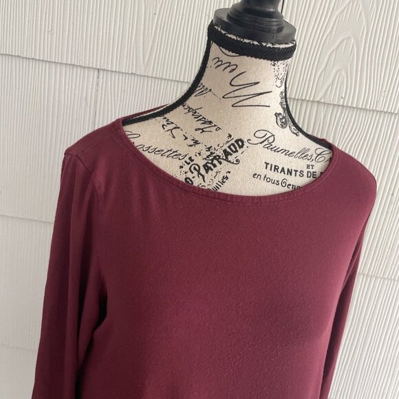 EILEEN FISHER Pullover Tunic Top Stretch Knit Viscose Spandex Maroon Medium (X3) - Picture 2 of 10